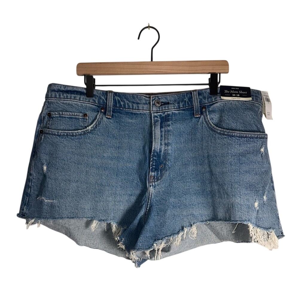 NWT ABERCROMBIE & FITCH Distressed High-Rise Mom Shorts cutoff cowgirl jorts 18